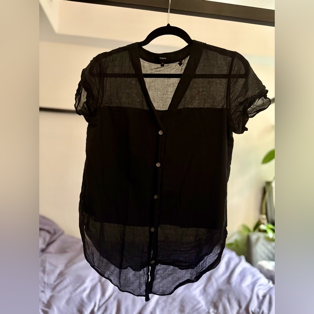 Theory Short Sleeve Button-Up Shirt, Size M, Like New